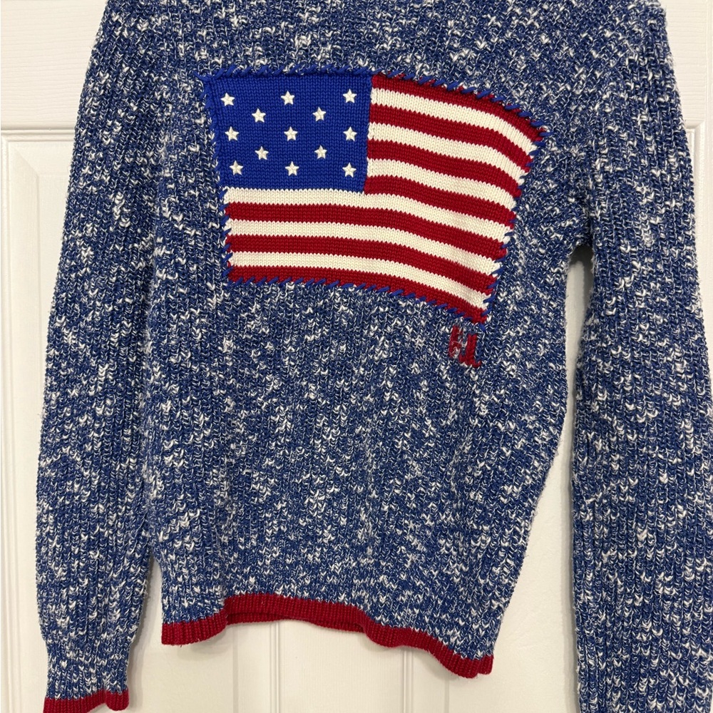 Ralph Lauren Blue and White Polo Sweater